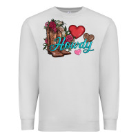 Dove Grey valentines day howdy and boots Premium Sweatshirt - AdoDesignShop