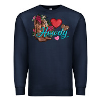 Navy valentines day howdy and boots Premium Sweatshirt - AdoDesignShop