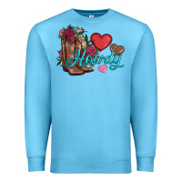 Ocean Blue valentines day howdy and boots Premium Sweatshirt - AdoDesignShop