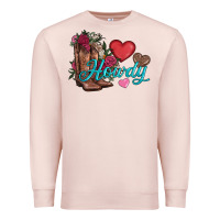 Pale Pink valentines day howdy and boots Premium Sweatshirt - AdoDesignShop