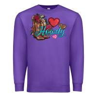 Purple valentines day howdy and boots Premium Sweatshirt - AdoDesignShop