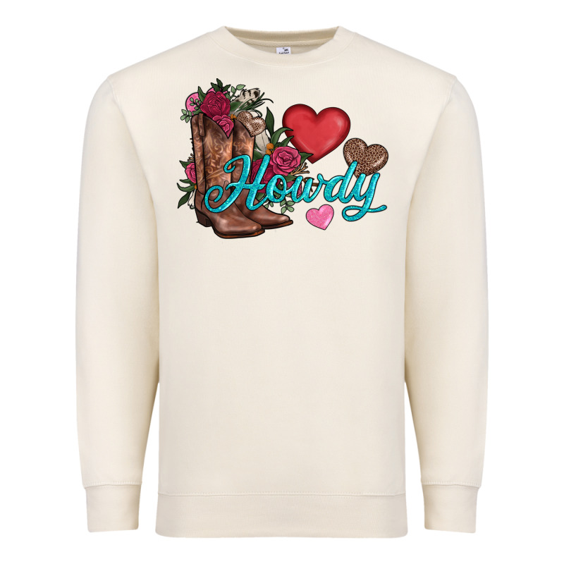 Valentines Day Howdy And Boots Premium Sweatshirt by AdoDesignShop | Teevron