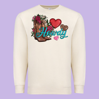 Valentines Day Howdy And Boots Premium Sweatshirt Designed By Adodesignshop