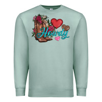Seafoam valentines day howdy and boots Premium Sweatshirt - AdoDesignShop