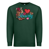 Sports Green valentines day howdy and boots Premium Sweatshirt - AdoDesignShop