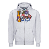 Heather Grey red white beer and boozed Zipper Hoodie - CowhideDigitalArt
