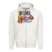 Oatmeal Heather red white beer and boozed Zipper Hoodie - CowhideDigitalArt