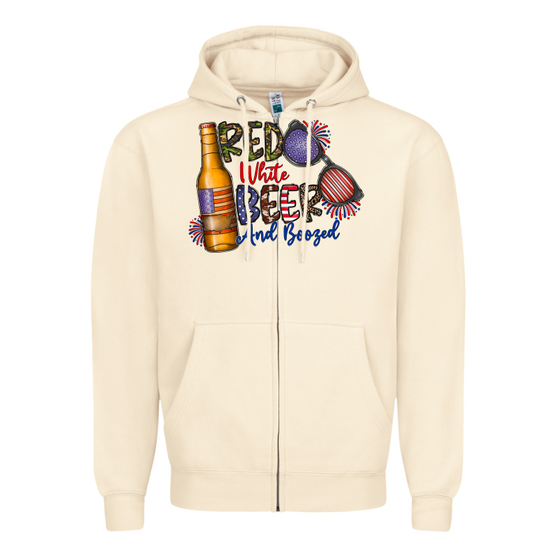 Red White Beer And Boozed Zipper Hoodie by CowhideDigitalArt | Teevron