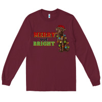 Burgundy merry and bright labrador Long Sleeve Tee - RanaPortraitStore