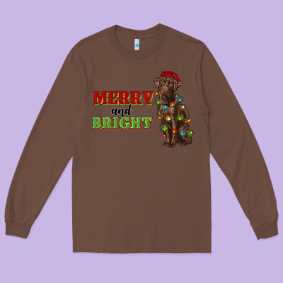 Merry And Bright Labrador Long Sleeve Tee Designed By Ranaportraitstore