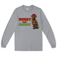 Heather Grey merry and bright labrador Long Sleeve Tee - RanaPortraitStore