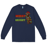 Navy merry and bright labrador Long Sleeve Tee - RanaPortraitStore