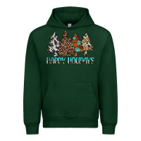 Forest Green Happy Holidays Trees Urban Hoodie - MaliasSmallBusiness