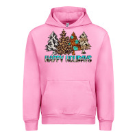 Fuchsia Pink Happy Holidays Trees Urban Hoodie - MaliasSmallBusiness