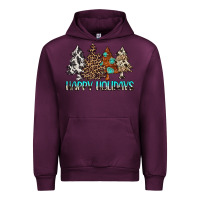 Mauve Wine Happy Holidays Trees Urban Hoodie - MaliasSmallBusiness