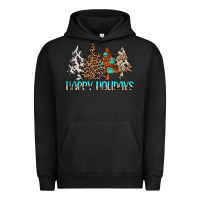 Pigment Black Happy Holidays Trees Urban Hoodie - MaliasSmallBusiness