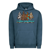 Pigment Midnight Navy Happy Holidays Trees Urban Hoodie - MaliasSmallBusiness