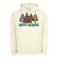 Pigment Pistachio Happy Holidays Trees Urban Hoodie - MaliasSmallBusiness