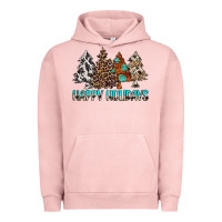 Pigment Salmon Happy Holidays Trees Urban Hoodie - MaliasSmallBusiness