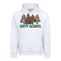 White Happy Holidays Trees Urban Hoodie - MaliasSmallBusiness