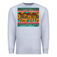 Heather Grey western sunflowers turquoise Premium Sweatshirt - Artiststas