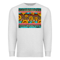 Oatmeal Heather western sunflowers turquoise Premium Sweatshirt - Artiststas