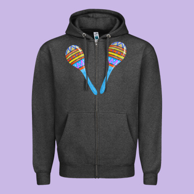 Blue Maracas Zipper Hoodie Designed By Fadigitalartstudio