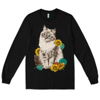 Black siberian cat sunflower and gemstone Long Sleeve Tee - texasbilliewilder