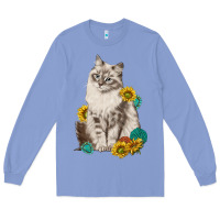 Colony Blue siberian cat sunflower and gemstone Long Sleeve Tee - texasbilliewilder