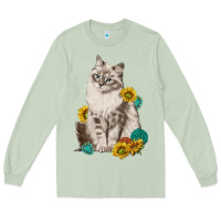 Matcha siberian cat sunflower and gemstone Long Sleeve Tee - texasbilliewilder