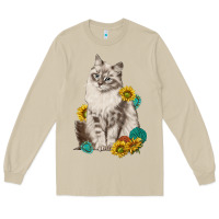 Mushroom siberian cat sunflower and gemstone Long Sleeve Tee - texasbilliewilder