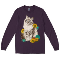 Plum siberian cat sunflower and gemstone Long Sleeve Tee - texasbilliewilder