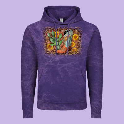 Cowboy Boots Cactus Leopard Vintage Hoodie Designed By Adodesignshop