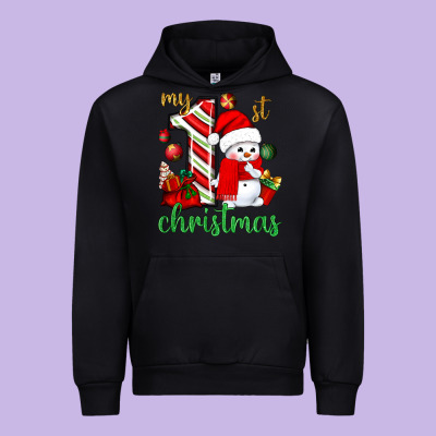 My 1st. Christmas With Cute Snowman Urban Hoodie Designed By Nancycooperartshop