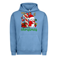 Pigment Pebble Blue My 1st. Christmas with cute snowman Urban Hoodie - NancyCooperArtShop