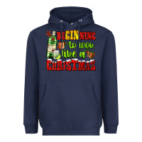 Navy beginning to look like a christmas with gin and gifts Heavyweight Hoodie - AdoDesignShop