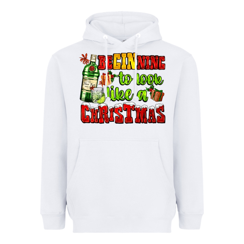 Beginning To Look Like A Christmas With Gin And Gifts Heavyweight Hoodie by AdoDesignShop | Teevron