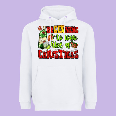 Beginning To Look Like A Christmas With Gin And Gifts Heavyweight Hoodie Designed By Adodesignshop