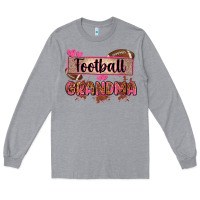 Heather Grey football grandma with leopard Long Sleeve Tee - Zillion Design Studio