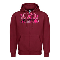 Burgundy breast cancer afro gnomies Zipper Hoodie - FaDigitalArtStudio
