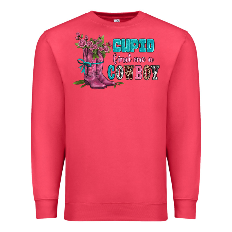 Velantines Day Cupid Find Me A Cowboy Premium Sweatshirt by AdoDesignShop | Teevron