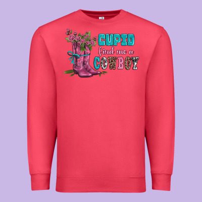 Velantines Day Cupid Find Me A Cowboy Premium Sweatshirt Designed By Adodesignshop