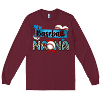 Burgundy baseball nana with leopard Long Sleeve Tee - Zillion Design Studio