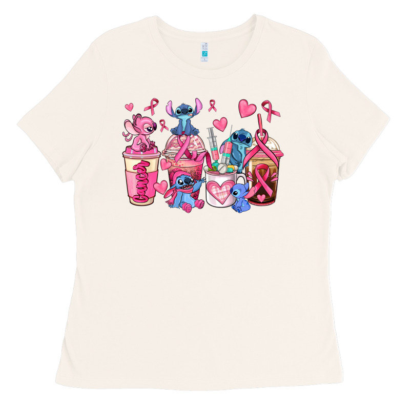 Breast Cancer Stitch Coffee Cups Ladies Tee by AdoDesignShop | Teevron