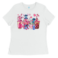 White breast cancer stitch coffee cups Ladies Tee - AdoDesignShop