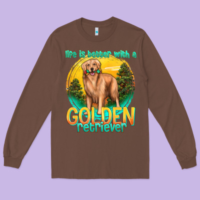 Life Is Better With A Golden Retriever Long Sleeve Tee Designed By Texasbilliewilder