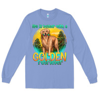 Colony Blue life is better with a golden retriever Long Sleeve Tee - texasbilliewilder