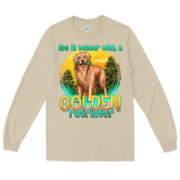 Mushroom life is better with a golden retriever Long Sleeve Tee - texasbilliewilder