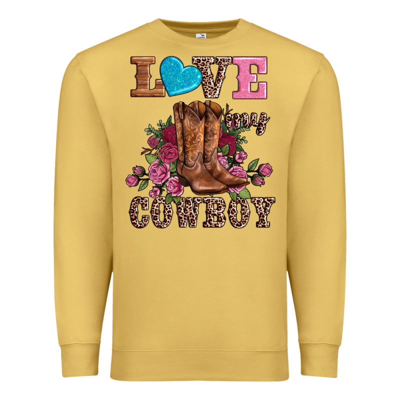 Valentines Day Love My Cowboy Premium Sweatshirt by AdoDesignShop | Teevron