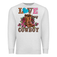 Oatmeal Heather valentines day love my cowboy Premium Sweatshirt - AdoDesignShop